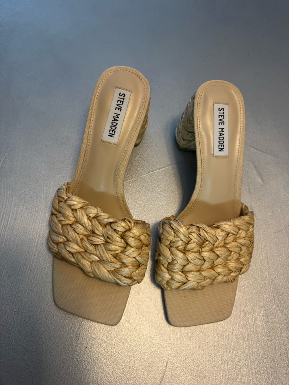 Steve Madden Braided Natural-Tone Slide Mules